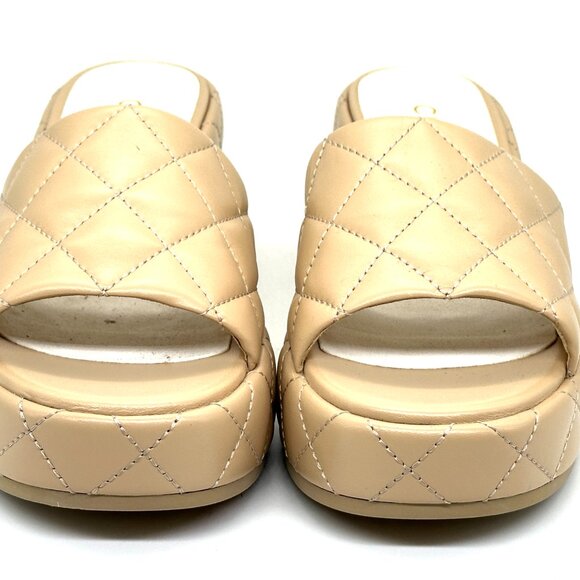 CHANEL 24P Quilted Leather Open Toe Wedge Heel Mule Slide Platform Sandal - Picture 5 of 14